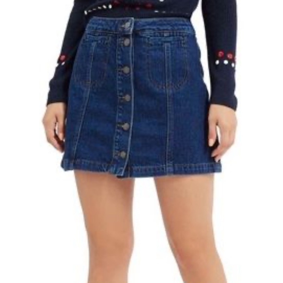 Topshop Blue Pencil Mini Skirt Casual - Picture 1 of 4